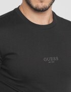 GUESS Памучна тениска с овално деколте Черен