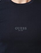 GUESS Памучна тениска с овално деколте Ултрамарин синьо