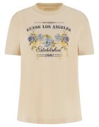GUESS Памучна тениска с принт и лого Бежов