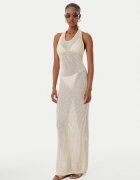 GUESS Плажна рокля Beachwear памук бежов XS-S миди вталена кройка