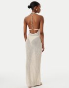 GUESS Плажна рокля Beachwear памук бежов XS-S миди вталена кройка