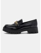 GUESS Полускосени скосени мокасини с верижка - Черен