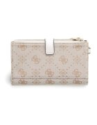 GUESS Портфейл Melinda с монограм и цип Бял/Кафяв