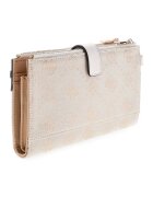 GUESS Портфейл Melinda с монограм и цип Бял/Кафяв