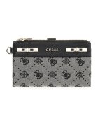 GUESS Портфейл Melinda с монограм и цип Черен/Tъмносив