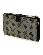 GUESS Портфейл Melinda с монограм и цип Черен/Tъмносив