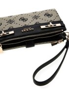 GUESS Портфейл Melinda с монограм и цип Черен/Tъмносив