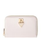GUESS Портфейл от еко кожа Patsie с цип и метално лого - Слонова кост