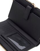 GUESS Портмоне Anise от еко кожа с двойно прегъване и каишка за китката Черен