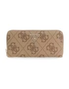 GUESS Портмоне Laurel с цип и монограм - Светлокафяв