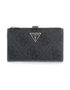 GUESS Портмоне Laurel с цип и монограм - Въглен сиво