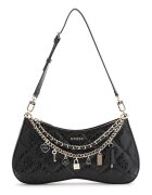 GUESS Ръчна чанта Libby с висулки - Черен