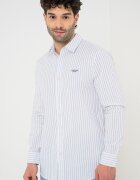 GUESS Раирана риза Бял/Тъмносин