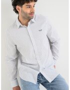 GUESS Раирана риза - Бял/Тъмносин