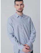 GUESS Раирана риза с дълги ръкави - Бял/Тъмносин