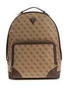 GUESS Раница Milano с монограм и преден цип - Кафяв/Бежов