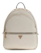 GUESS Раница от еко кожа Manhattan II с монограми Мръснобял