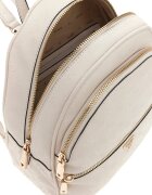 GUESS Раница от еко кожа Manhattan II с монограми Мръснобял