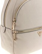 GUESS Раница от еко кожа Manhattan II с монограми Мръснобял