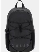 GUESS Раница от еко кожа с лого - Антрацитно сиво
