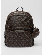 GUESS Раница от еко кожа с лого - Черен/Камел