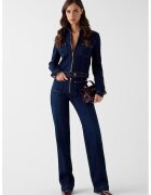 GUESS Разкроени дънки с ръб - Тъмносин