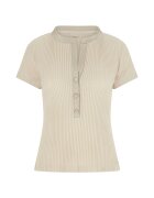 GUESS Рипсена тениска с копчета Бежов