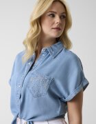 GUESS Риза от шамбре с преден възел Пастелносин