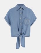 GUESS Риза от шамбре с преден възел Пастелносин