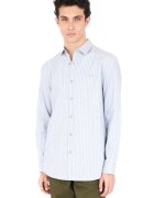 GUESS Риза с дълги ръкави и райе Светлосин