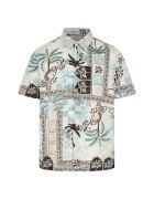 GUESS Риза с фигурален принт - Бял/Кафяв/Бледозелен