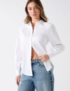 GUESS Риза с копчета и яка Бял