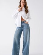 GUESS Риза с копчета и яка Бял