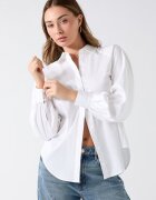 GUESS Риза с копчета и яка Бял
