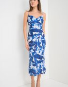 GUESS Рокля с лиосел с шал-яка Бял/Син