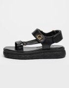 GUESS Сандали с равна платформа и велкро Черен