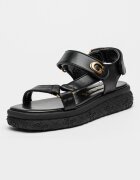 GUESS Сандали с равна платформа и велкро Черен