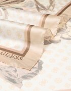 GUESS Шал с принт Бял/Светлокафяв