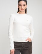 GUESS Слим фитнес блуза с модал Мръснобял