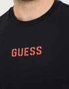 GUESS Слим тениска с лого Черен/Керемидено червено