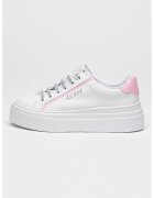 GUESS Спортни обувки с равна платформа и лого - Бял/Розово
