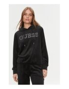 GUESS Суичър от велур с лого - свободен силует