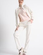 GUESS Суитшърт с монограм и цип със средновисока яка Слонова кост/Бежов