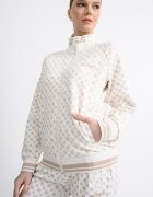 GUESS Суитшърт с монограм и цип със средновисока яка Слонова кост/Бежов