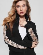 GUESS Суитшърт с цип и лого - Черен