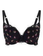 GUESS Сутиен Vivian с повдигащ ефект и флорални бродерии Червен/Черен