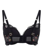 GUESS Сутиен Vivian с повдигащ ефект и флорални бродерии Червен/Черен