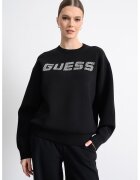 GUESS Свободен суитшърт с лого с декоративни камъни - Черен/Сребрист