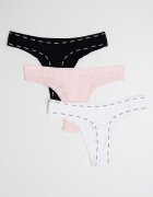 GUESS Танга - 3 чифта Бял/Черен/Бледо розово