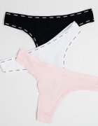 GUESS Танга - 3 чифта Бял/Черен/Бледо розово